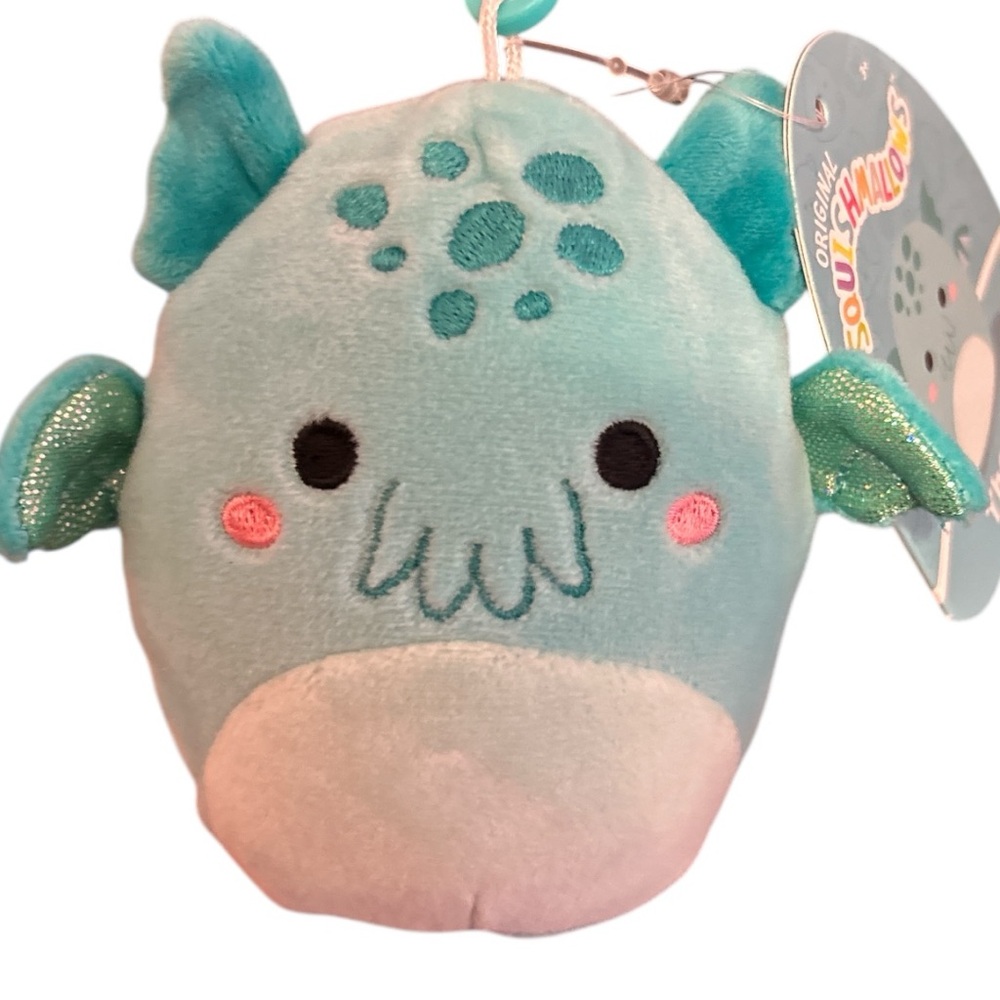 Squishmallows Theotto the Cthulhu Bag Clip Teal & White Squad Newbie S3